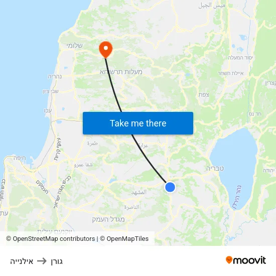 אילנייה to גורן map