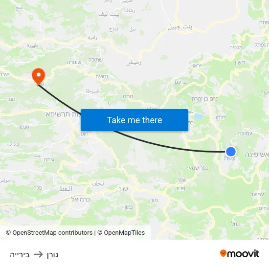 בירייה to גורן map