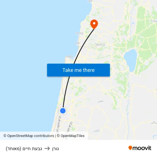 גבעת חיים (מאוחד) to גורן map