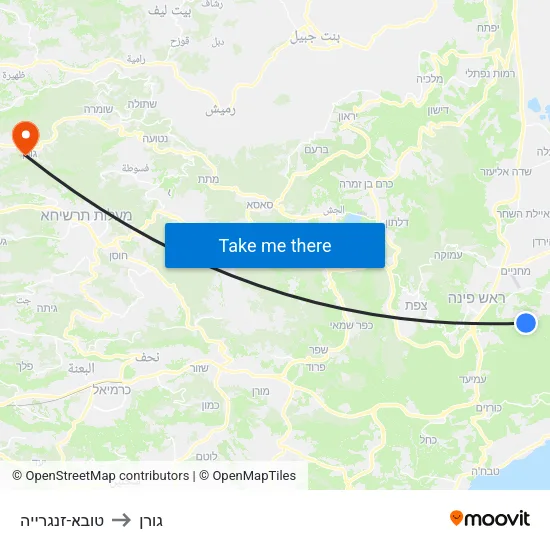 טובא-זנגרייה to גורן map