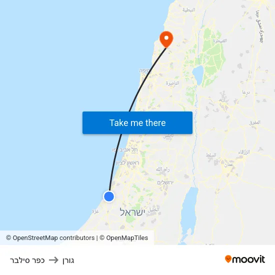 כפר סילבר to גורן map