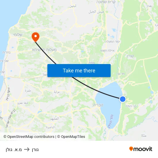 מ.א. גולן to גורן map