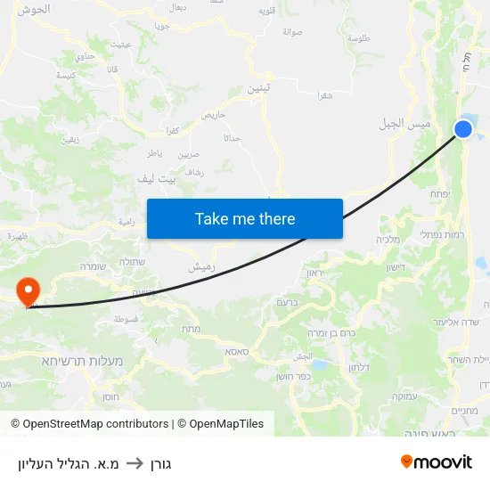 מ.א. הגליל העליון to גורן map