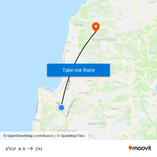 מ.א. זבולון to גורן map