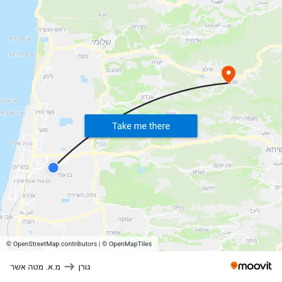 מ.א. מטה אשר to גורן map