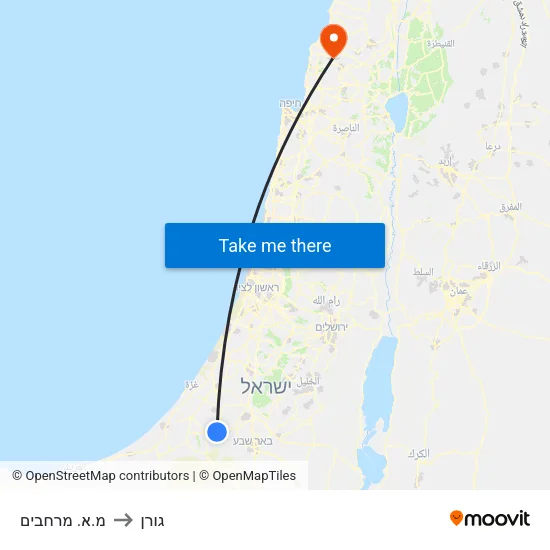 מ.א. מרחבים to גורן map