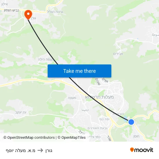 מ.א. מעלה יוסף to גורן map