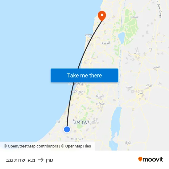מ.א. שדות נגב to גורן map