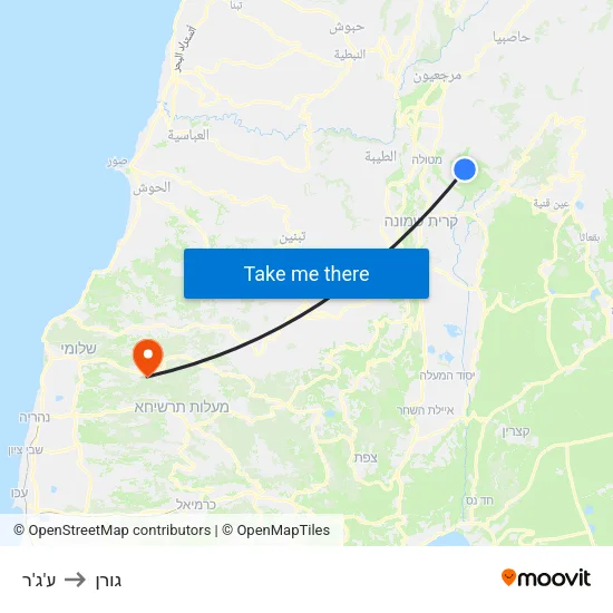 ע'ג'ר to גורן map