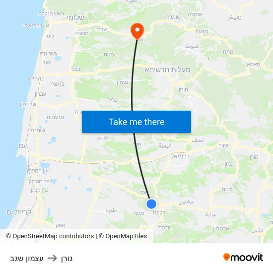 עצמון שגב to גורן map
