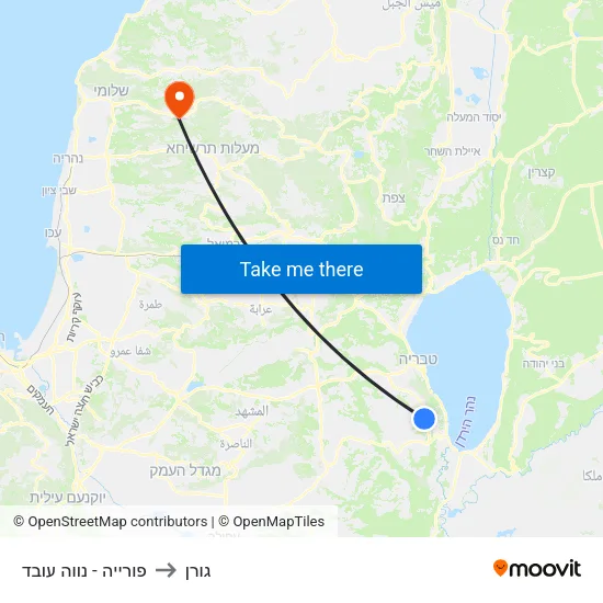 פורייה - נווה עובד to גורן map