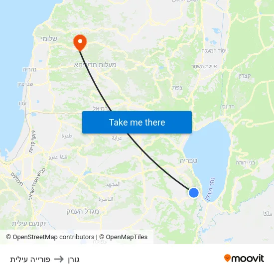 פורייה עילית to גורן map