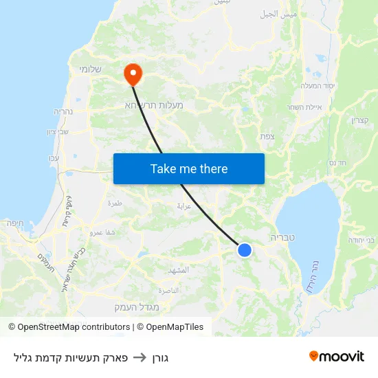 פארק תעשיות קדמת גליל to גורן map
