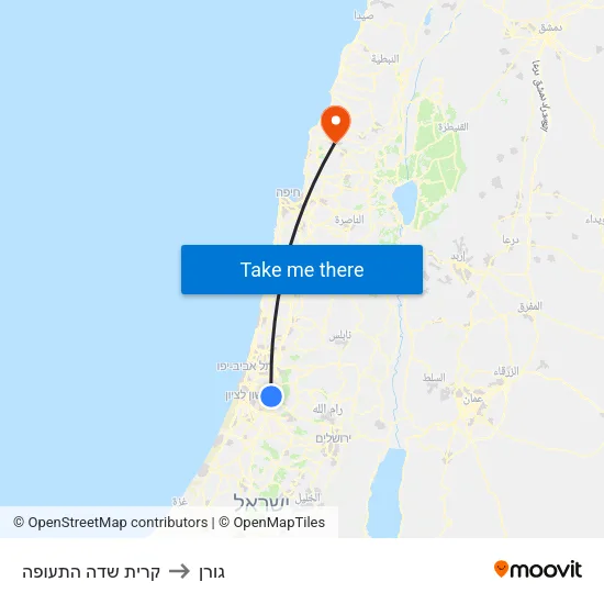 קרית שדה התעופה to גורן map