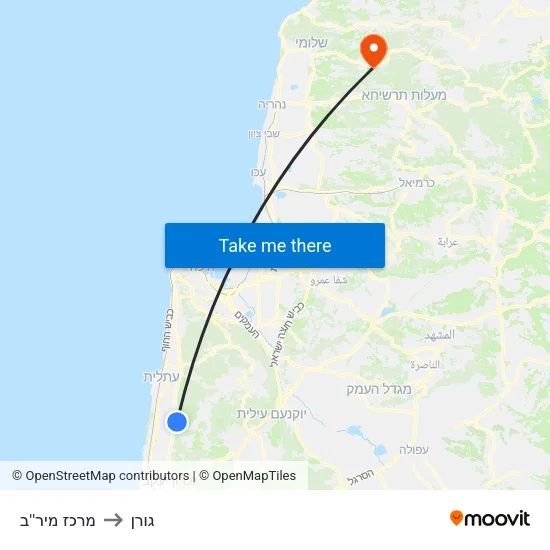 מרכז מיר''ב to גורן map