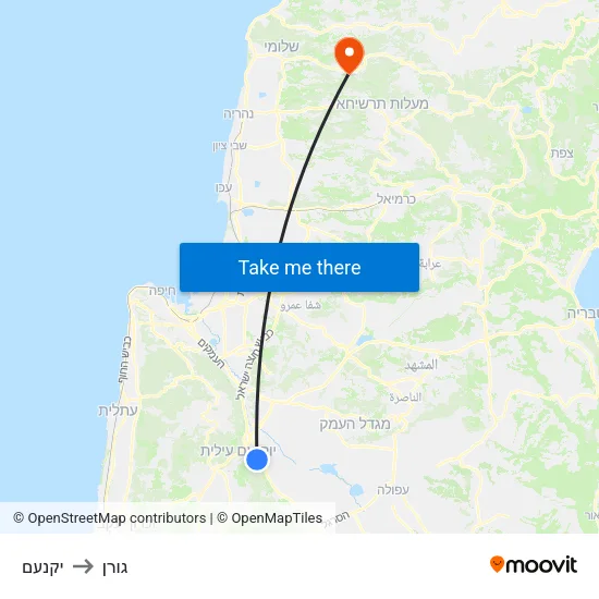 יקנעם to גורן map