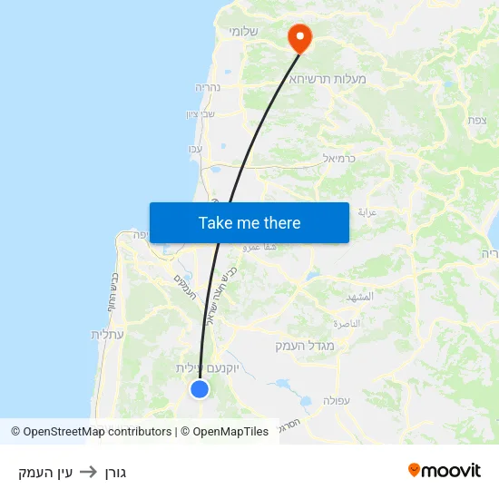 עין העמק to גורן map