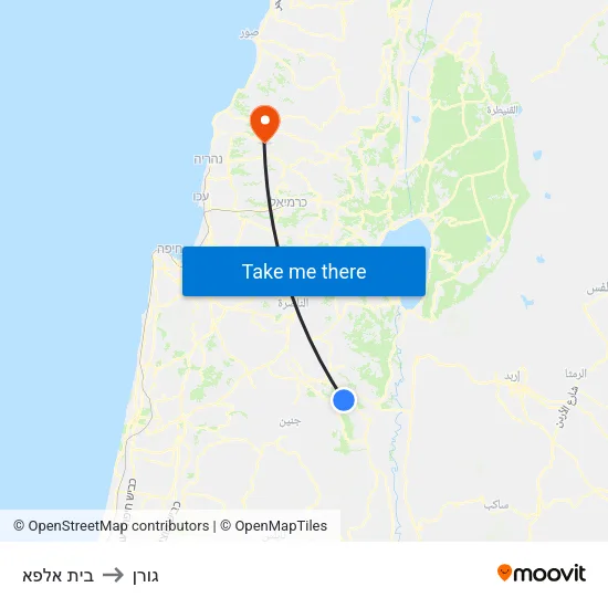 בית אלפא to גורן map