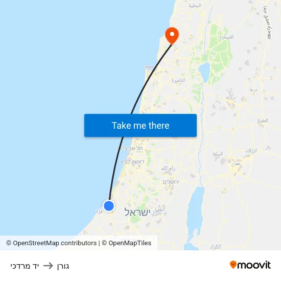 יד מרדכי to גורן map