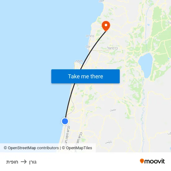 חופית to גורן map