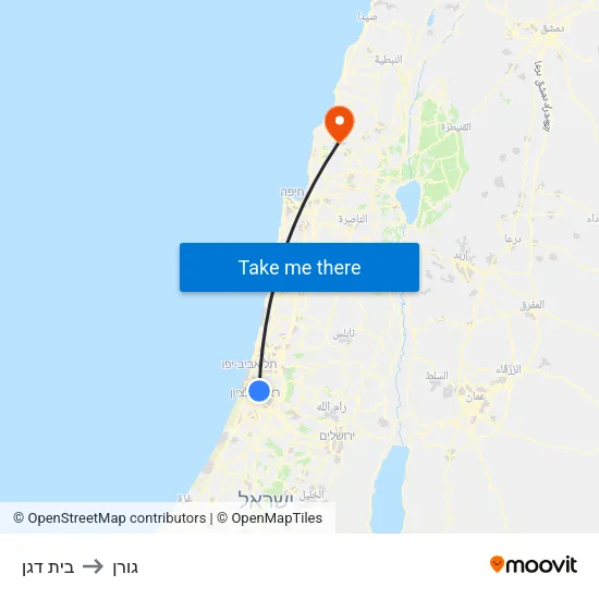 בית דגן to גורן map