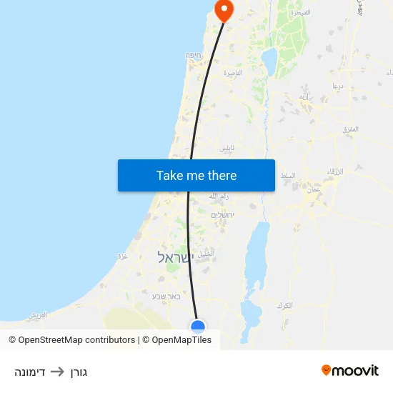 דימונה to גורן map