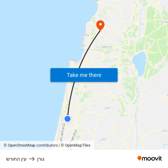 עין החורש to גורן map