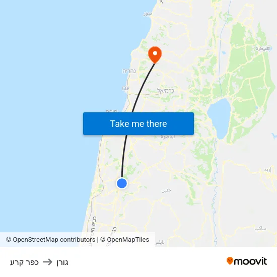 כפר קרע to גורן map