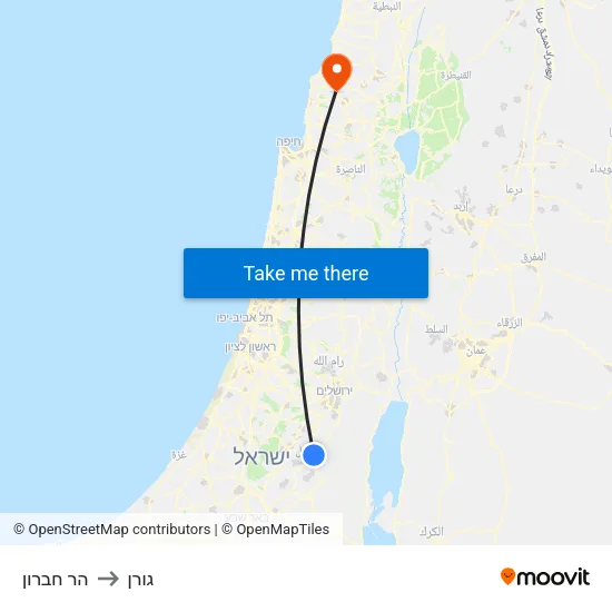 הר חברון to גורן map