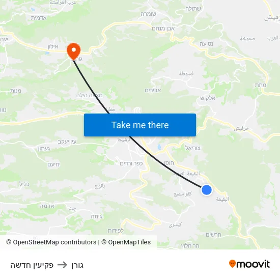 פקיעין חדשה to גורן map