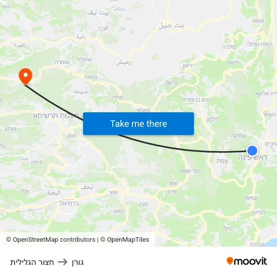 חצור הגלילית to גורן map