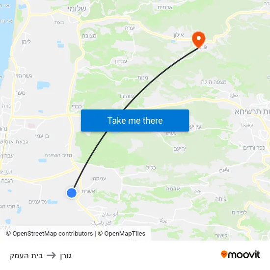 בית העמק to גורן map