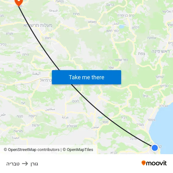 טבריה to גורן map