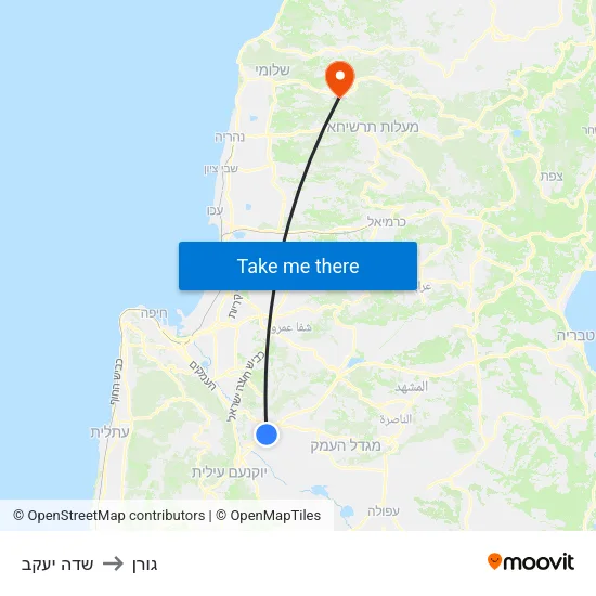 שדה יעקב to גורן map