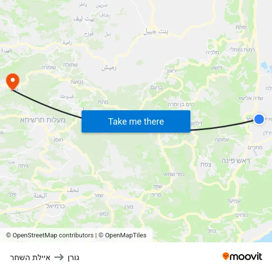 איילת השחר to גורן map