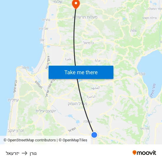 יזרעאל to גורן map