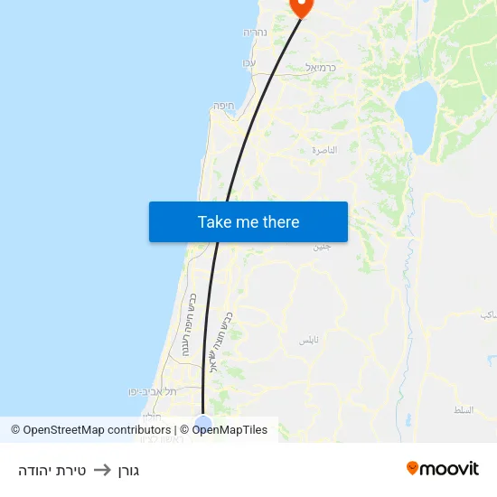 טירת יהודה to גורן map