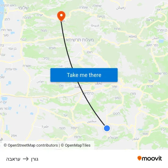 עראבה to גורן map