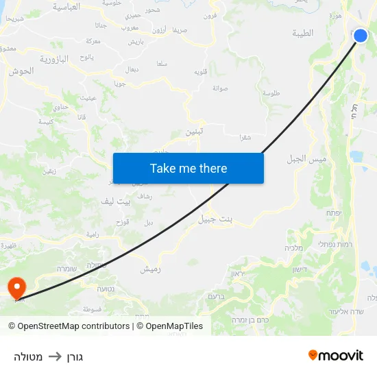 מטולה to גורן map