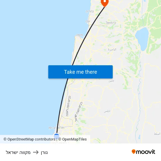 מקווה ישראל to גורן map