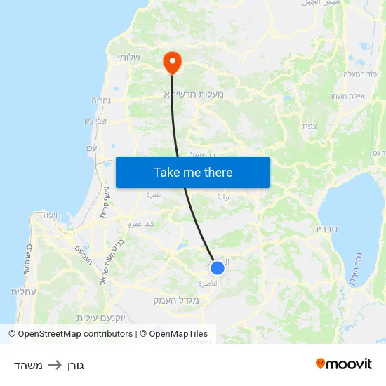 משהד to גורן map