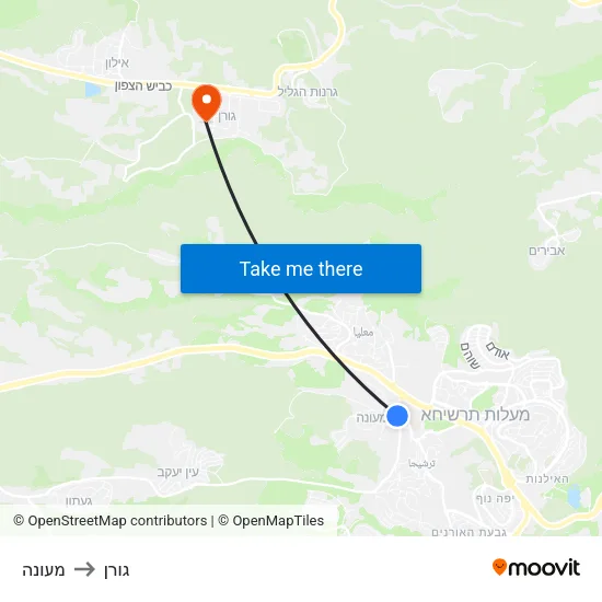 מעונה to גורן map