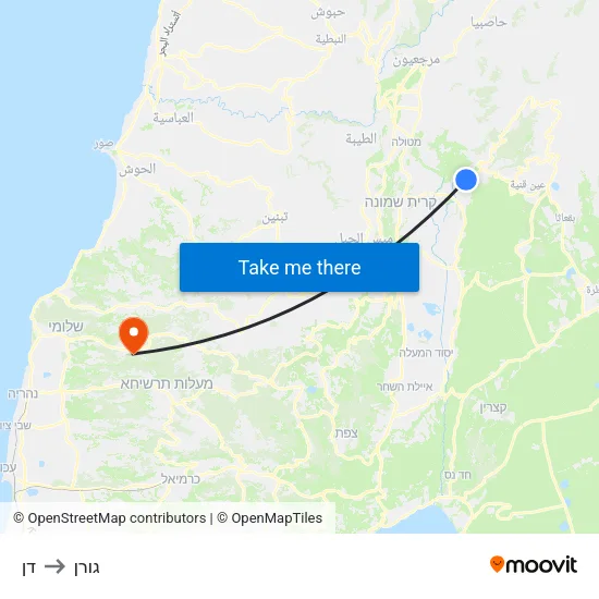 דן to גורן map