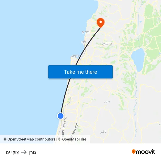 צוקי ים to גורן map