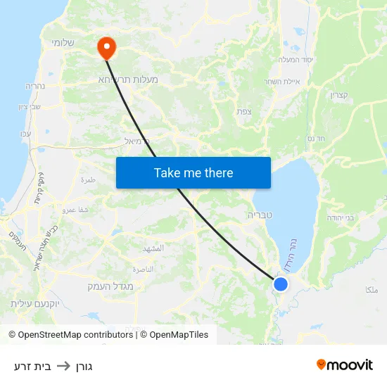 בית זרע to גורן map