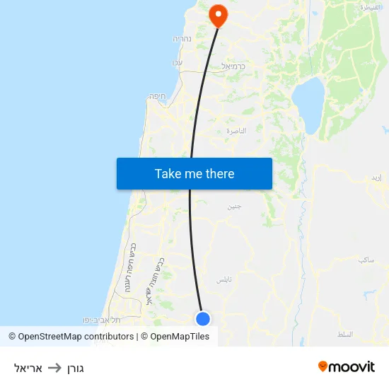אריאל to גורן map