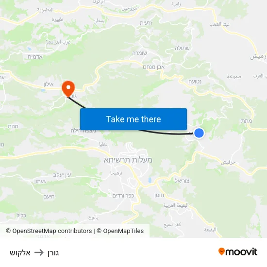 אלקוש to גורן map