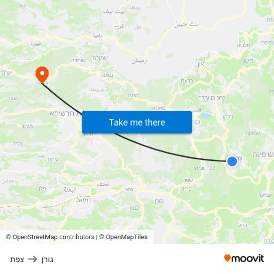 צפת to גורן map