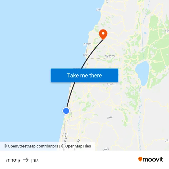 קיסריה to גורן map