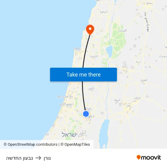גבעון החדשה to גורן map